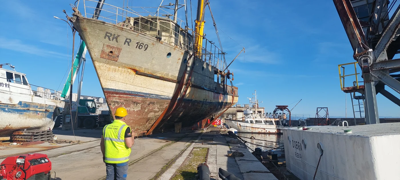 Vessel in dry dock